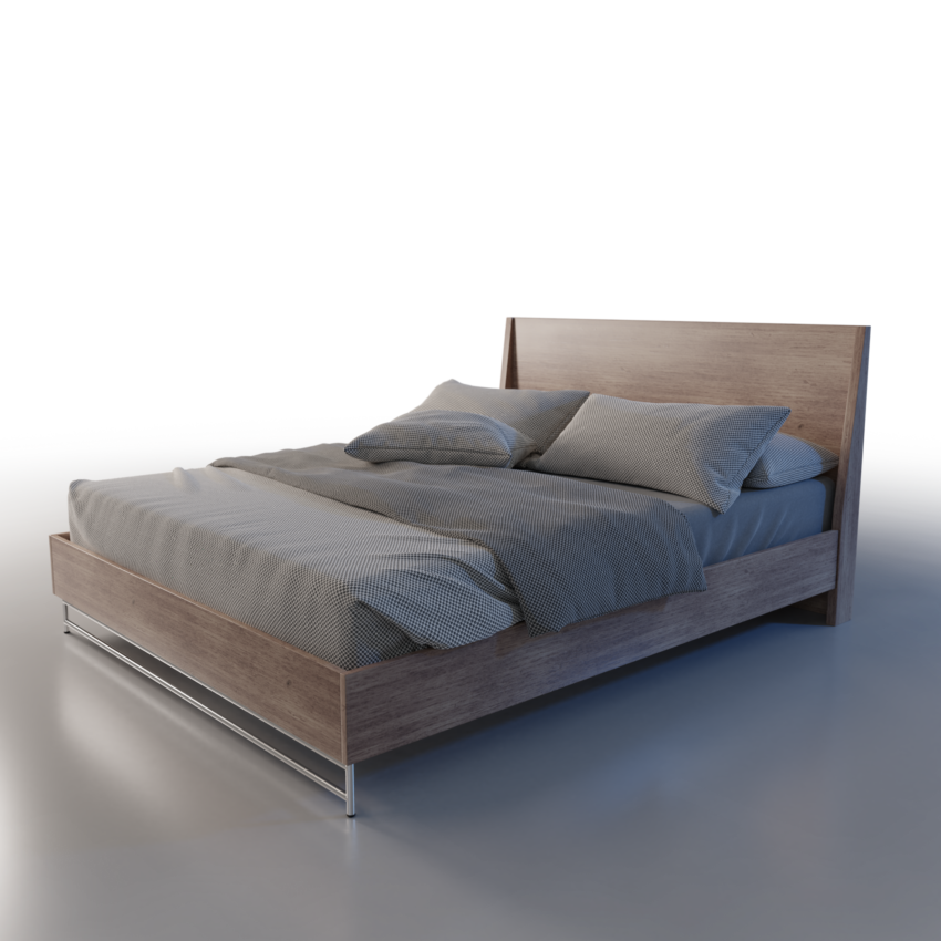 Smart Double Bed with Wood Frame iMeshh