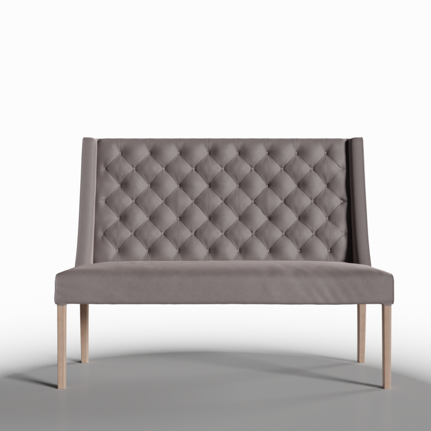 Buttoned Grey Dining Bench iMeshh