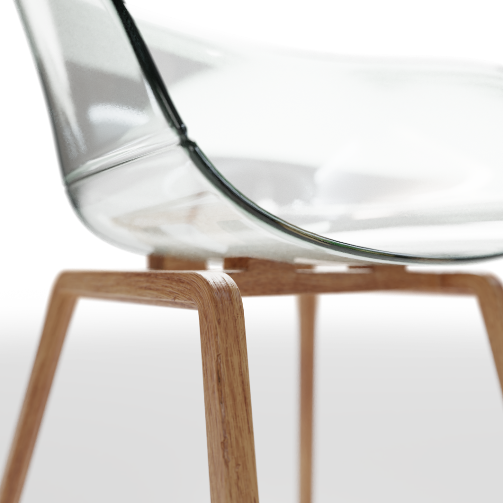Clear plastic chair and wooden legs iMeshh