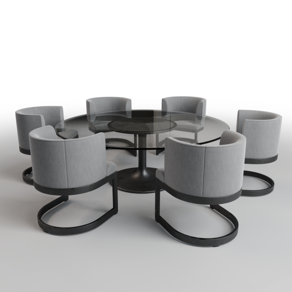 Round Glass Dining Table and Chairs • iMeshh