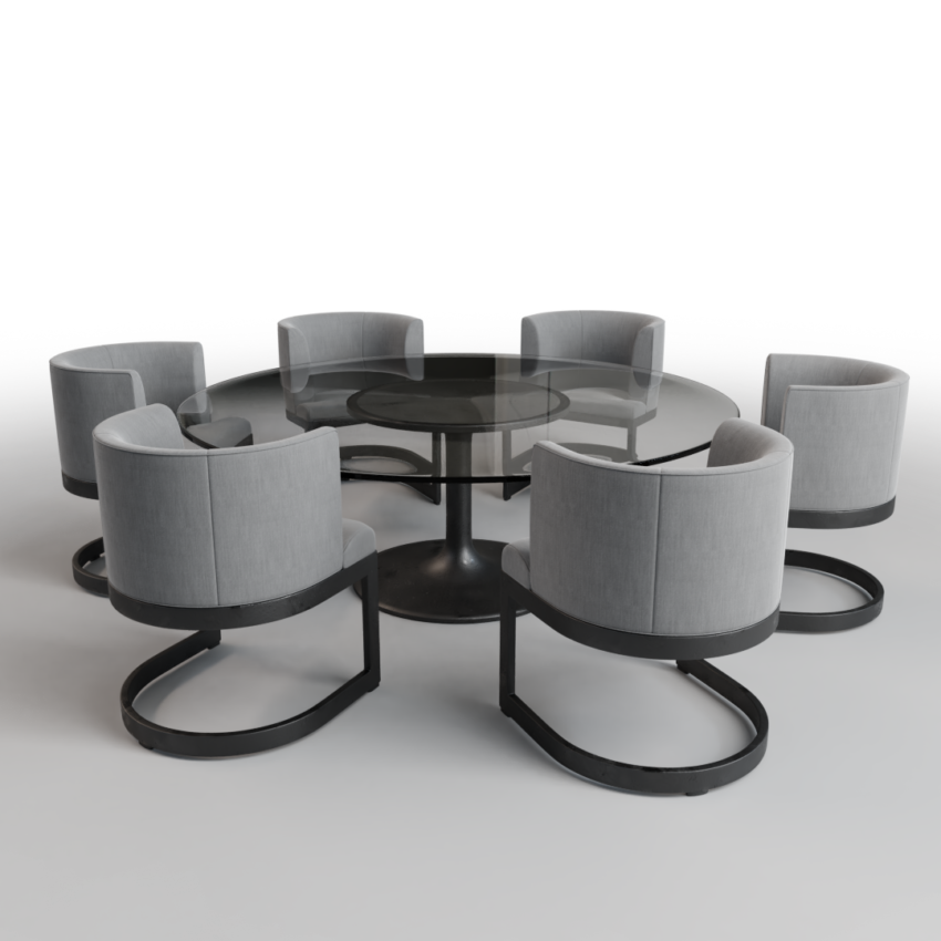 Round Glass Dining Table and Chairs iMeshh