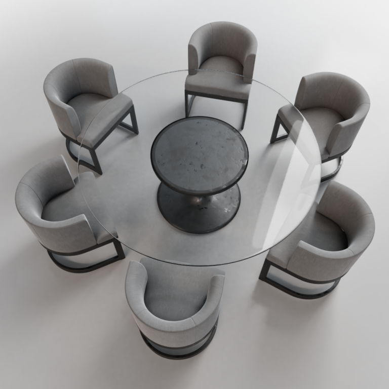 Round Glass Dining Table and Chairs • iMeshh