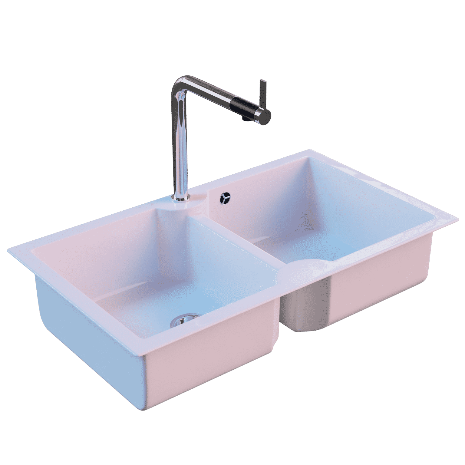 Double Sink Bowl and Tap • iMeshh 3D Model for Blender 4.0+