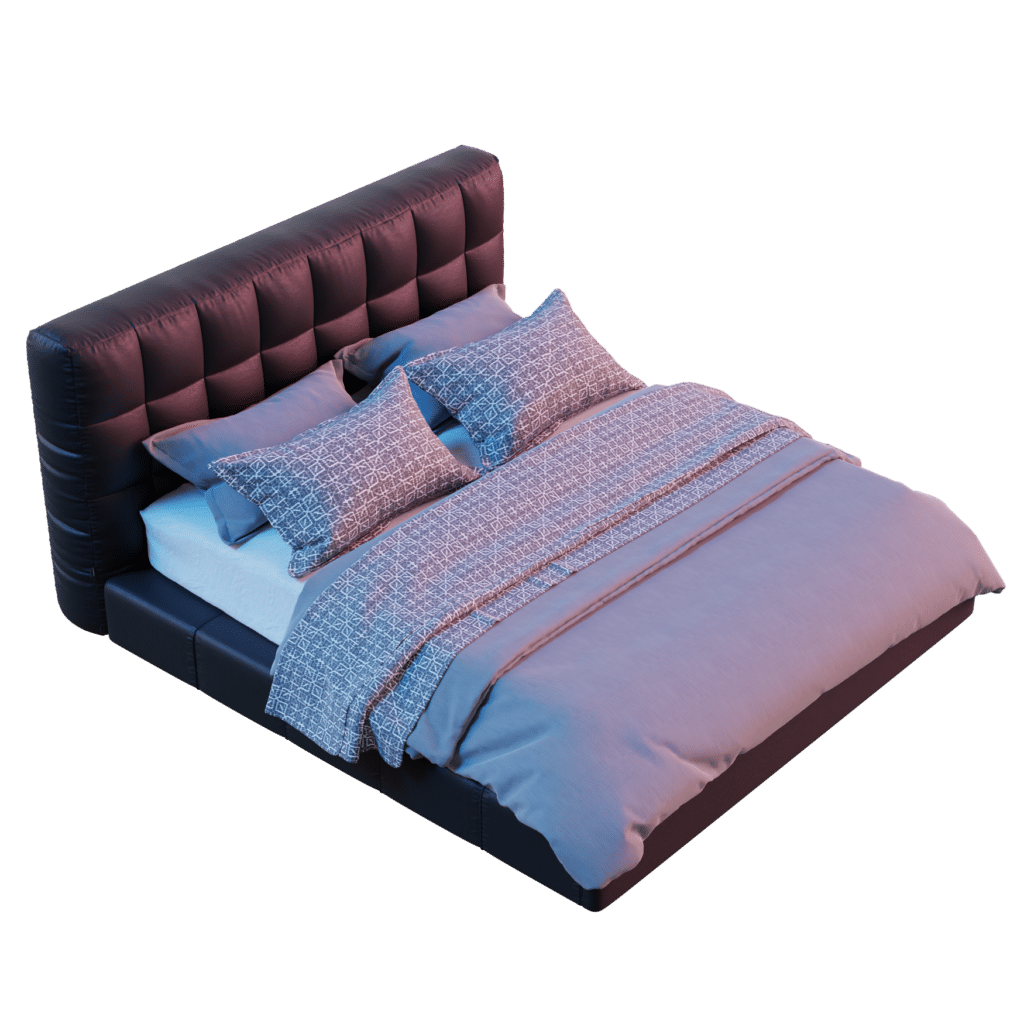 Black Leather Cushioned Bed • iMeshh