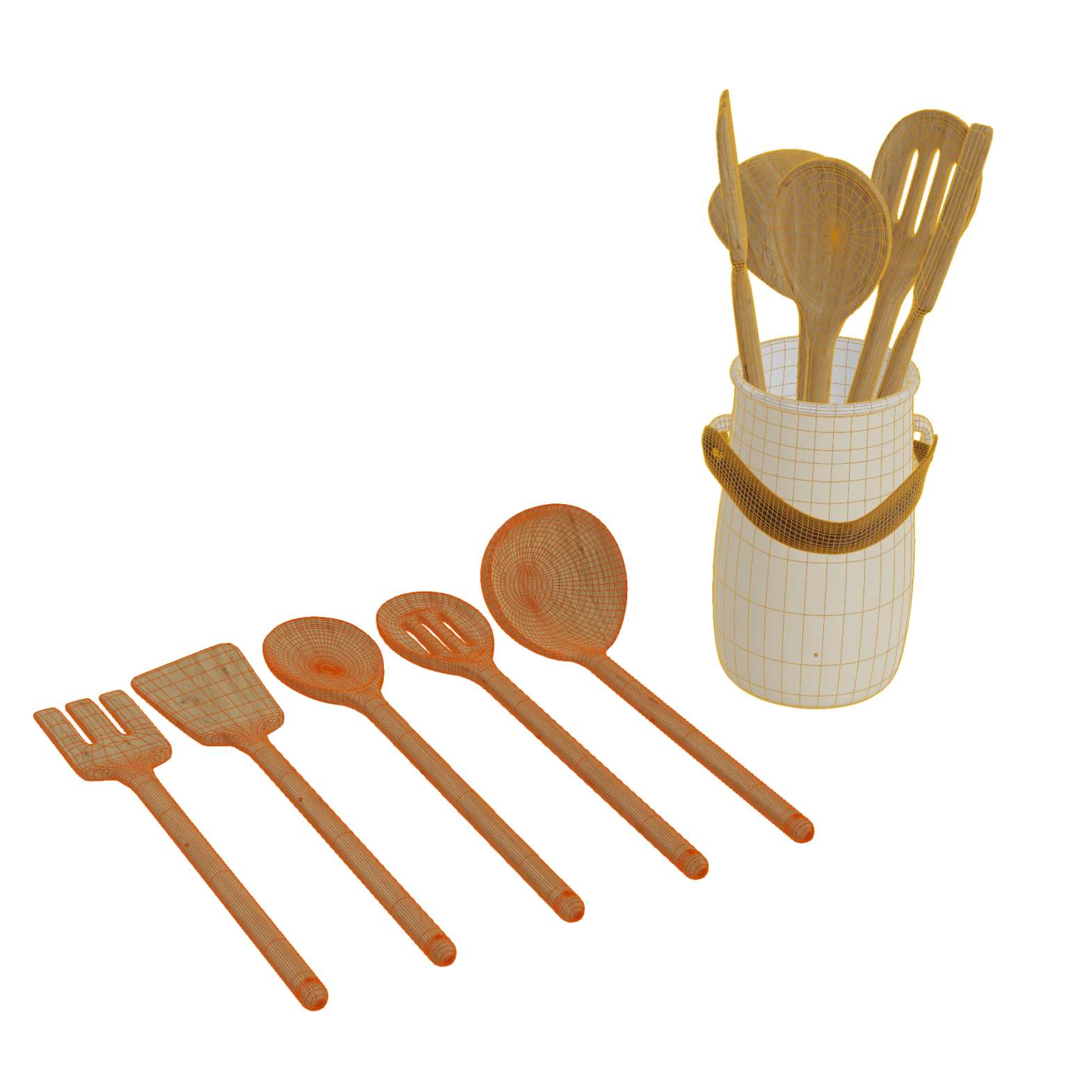 Wooden Kitchen Utensils • iMeshh 3D Model for Blender 4.0+