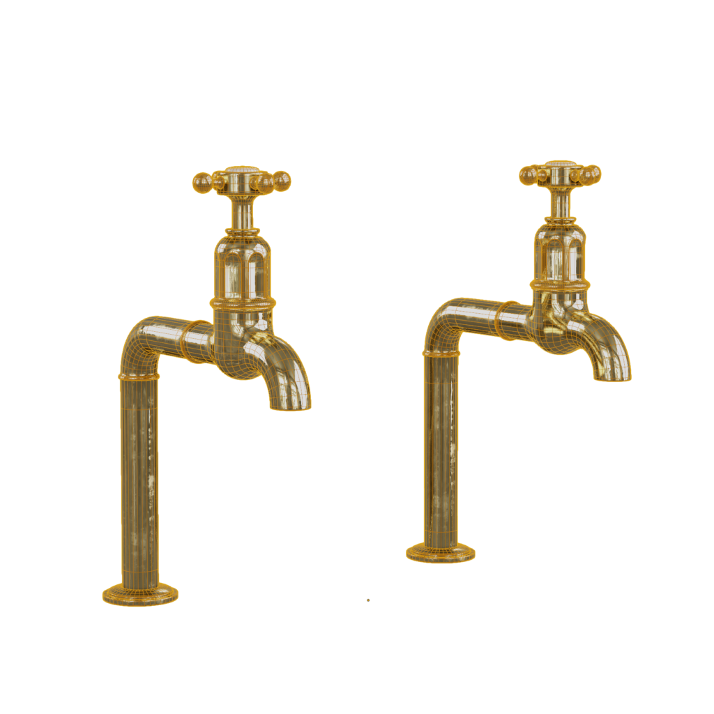 Aged Brass Taps 3D Model for Blender • iMeshh 3D Model Library