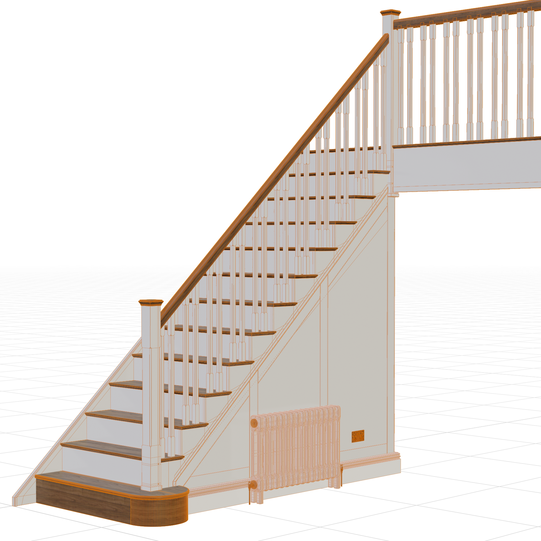Architectural_Stairs_Straight-Traditional_01_Wireframe