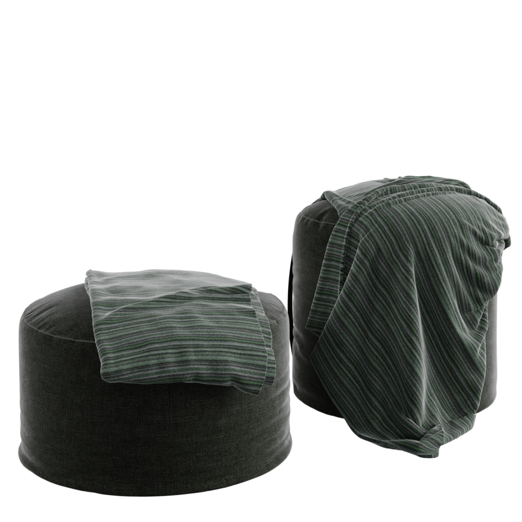Pouf Set with Blanket 02 • iMeshh 3D Model for Blender 4.0+