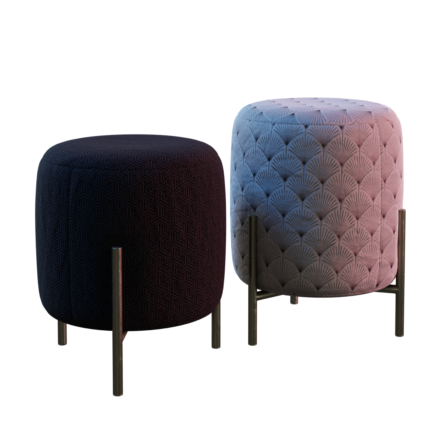 Poufs on Legs 01 • iMeshh 3D Model for Blender 4.0+