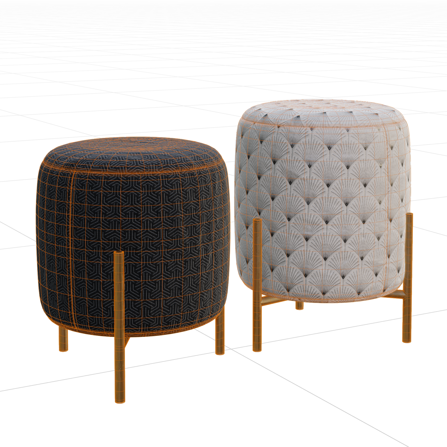 Poufs on Legs 01 • iMeshh 3D Model for Blender 4.0+