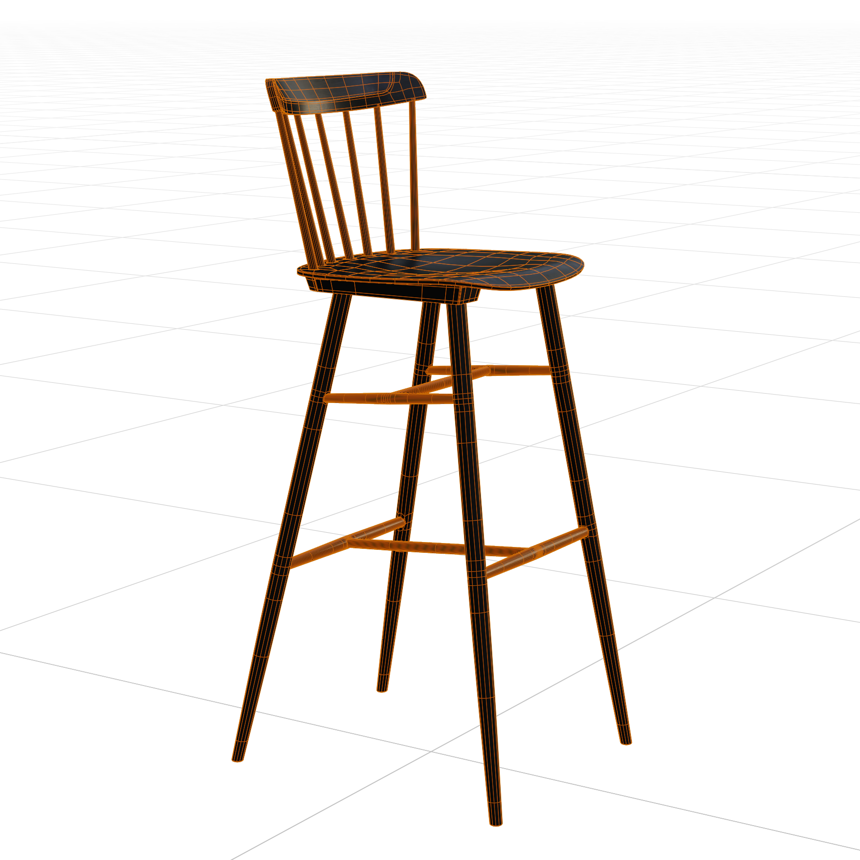 Seating_Stools_Wooden_01_Wireframe