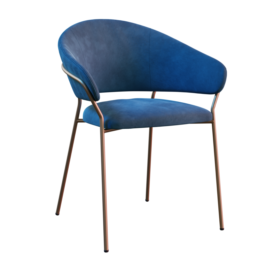 Blue Velvet Dining Chair 01 • iMeshh 3D Model for Blender 4.0+