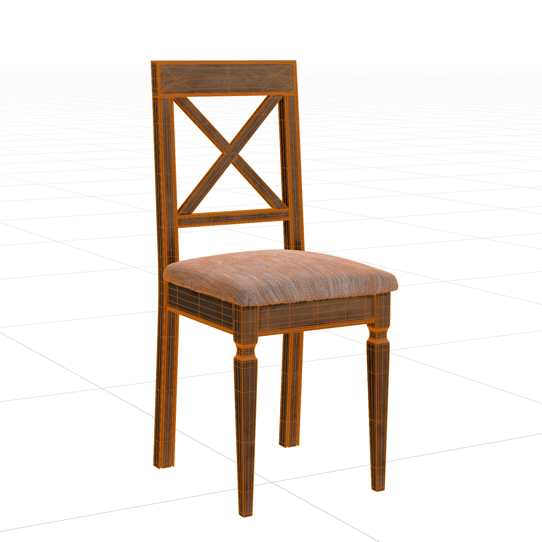 Seating_Chairs_Wood-Old_01_Wireframe