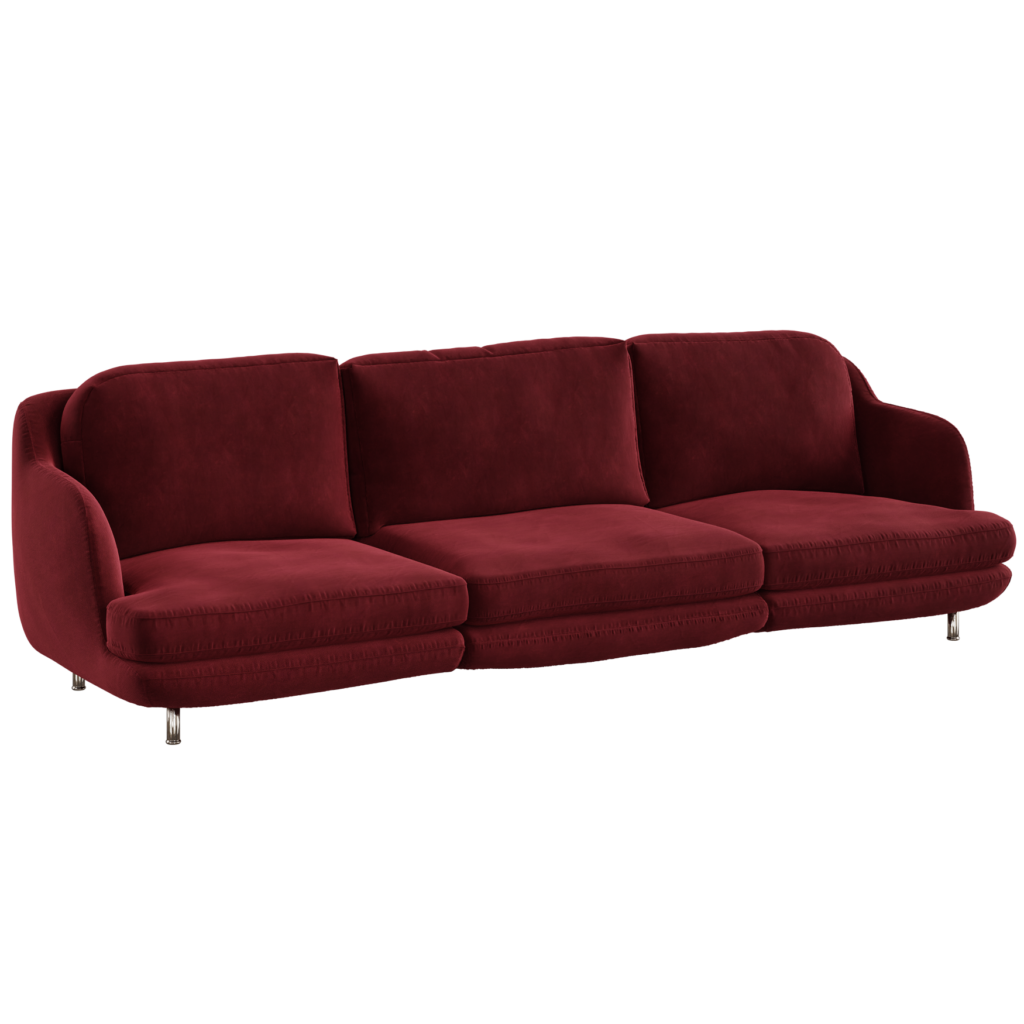 Smooth Round Three Seater Sofa 01 • iMeshh 3D Model for Blender 4.0+