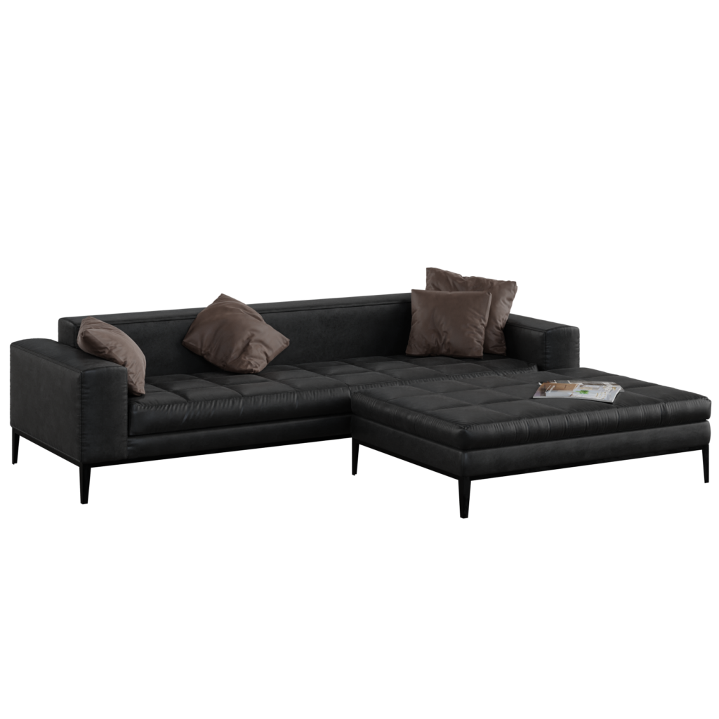 Black Leather Sofa 01 • iMeshh 3D Model for Blender 4.0+