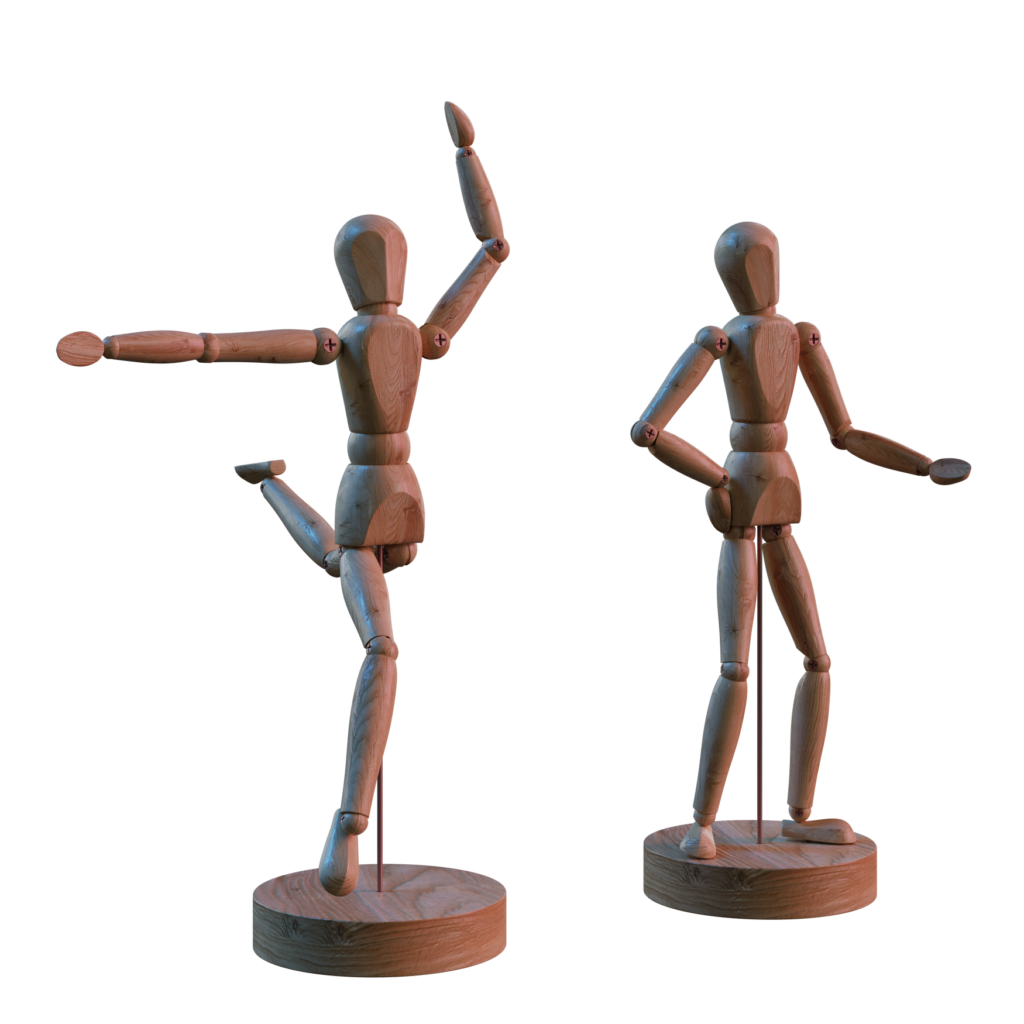 Rigged Wooden Mannequin 01 • iMeshh 3D Model for Blender 4.0+