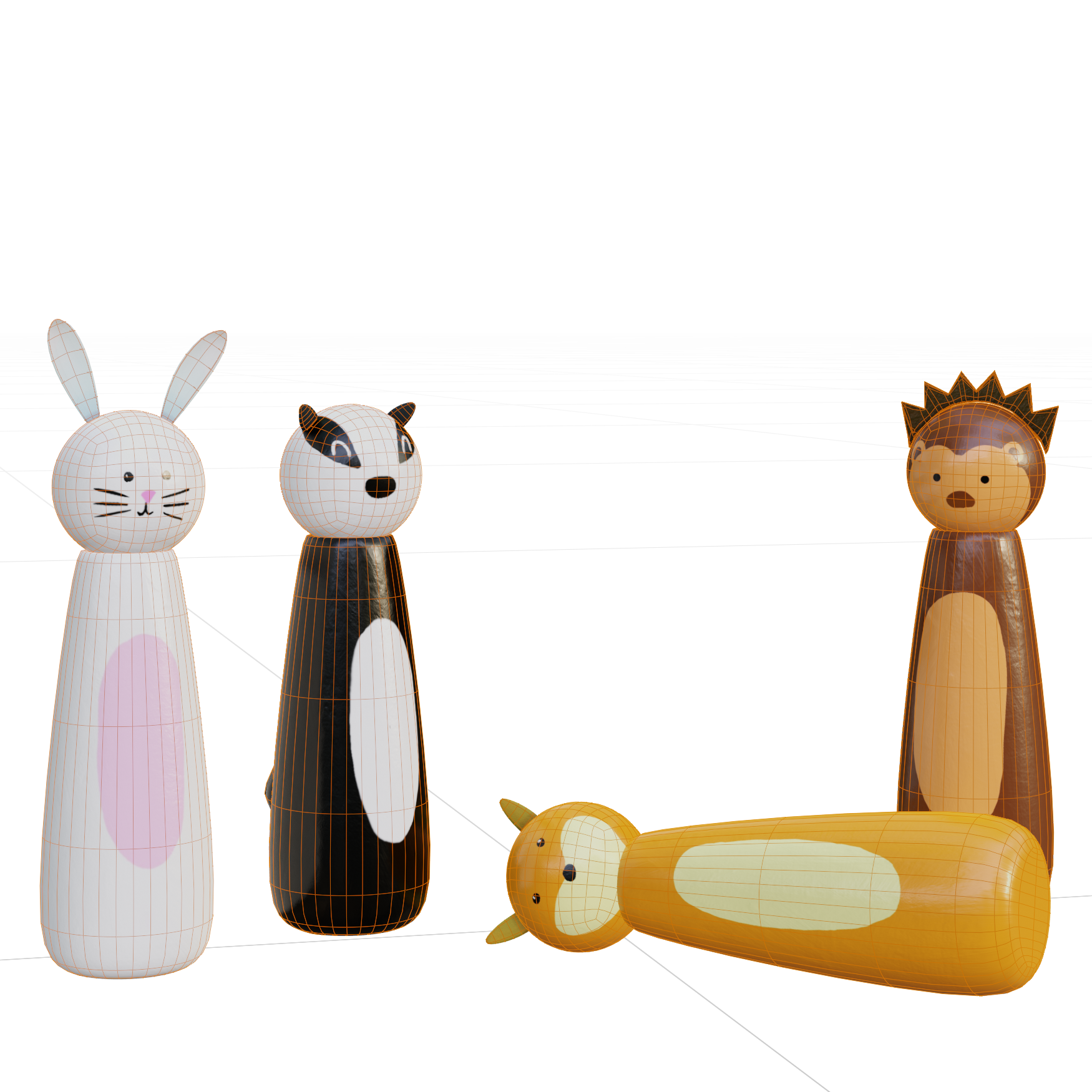 Decorations_Toys_Wooden-Animal-Friends_01_Wireframe