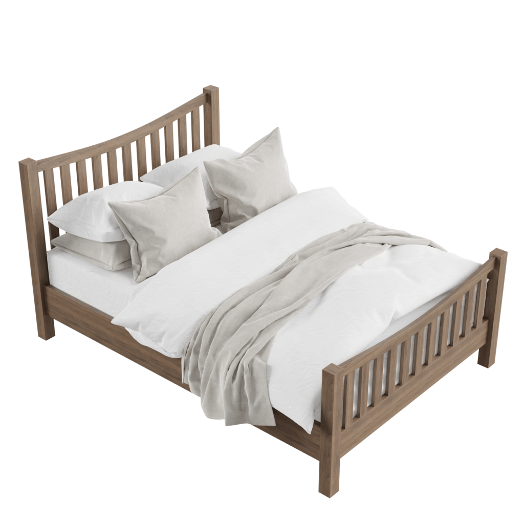 Wooden Frame Double Bed 02 • iMeshh 3D Model for Blender 4.0+