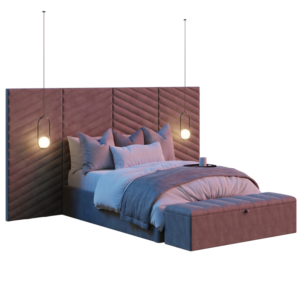 Shloff Grand Headboard Bed 01 • iMeshh 3D Model for Blender 4.0+