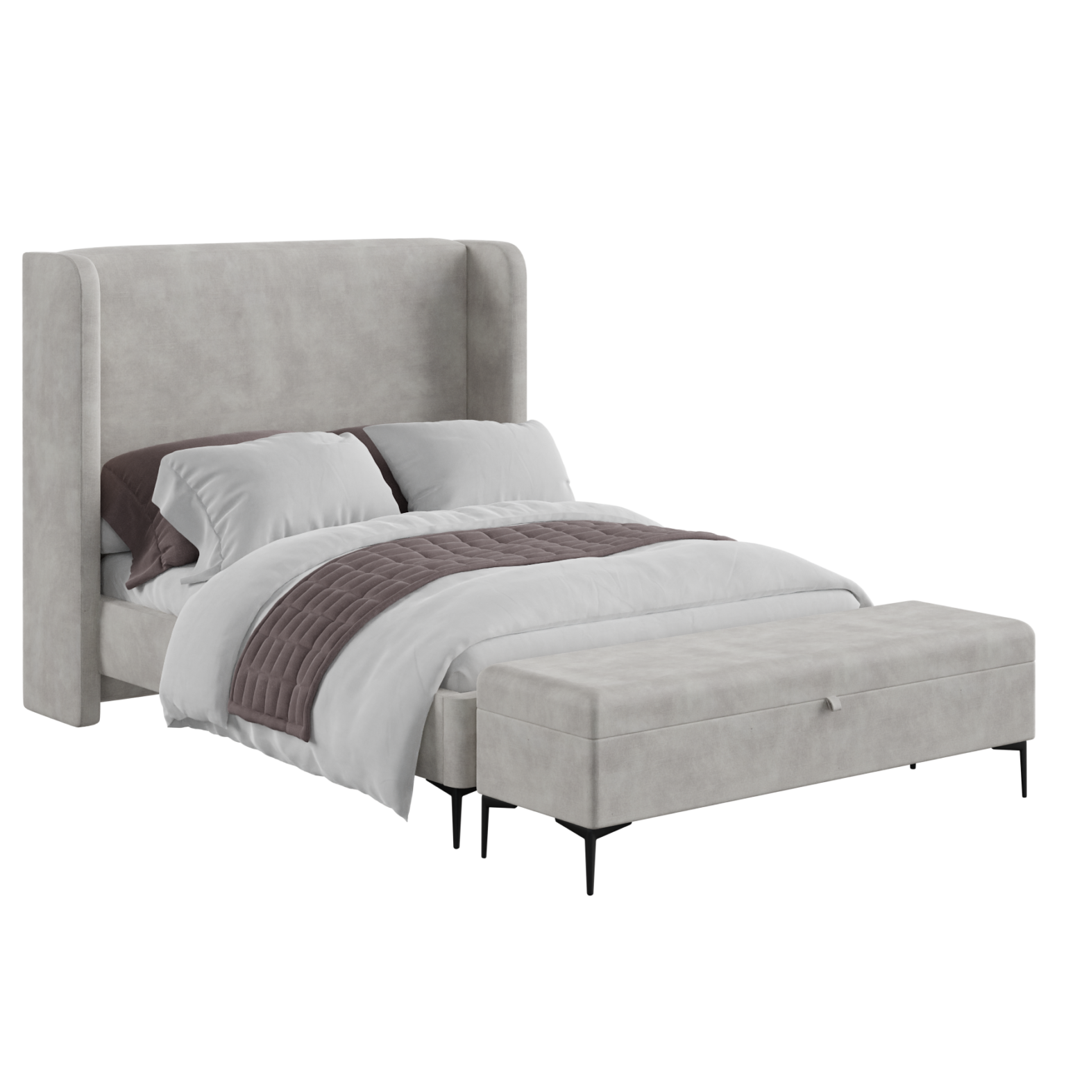 Shloff Grand Headboard Bed 02 • iMeshh 3D Model for Blender 4.0+