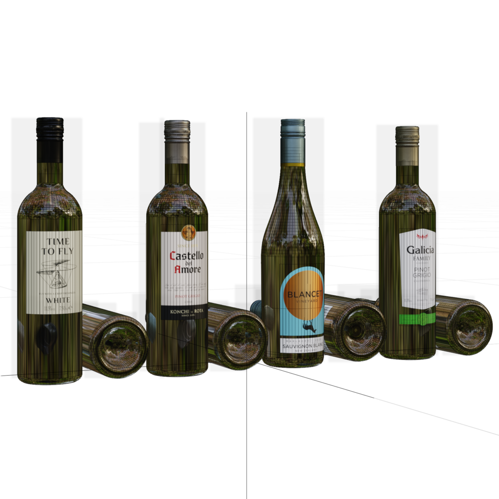 White Wine Bottles 01 • iMeshh 3D Model for Blender 4.0+