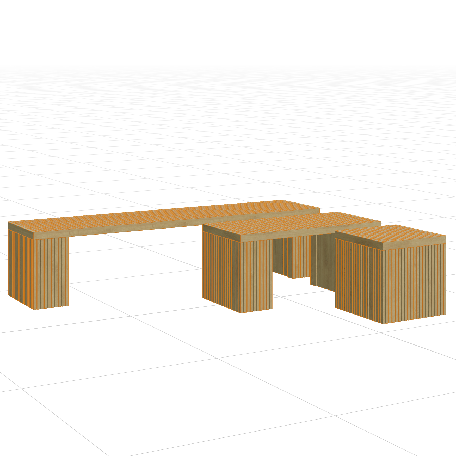 Outdoor_Garden-Furniture_Bench-Set-Wooden_01_Wireframe