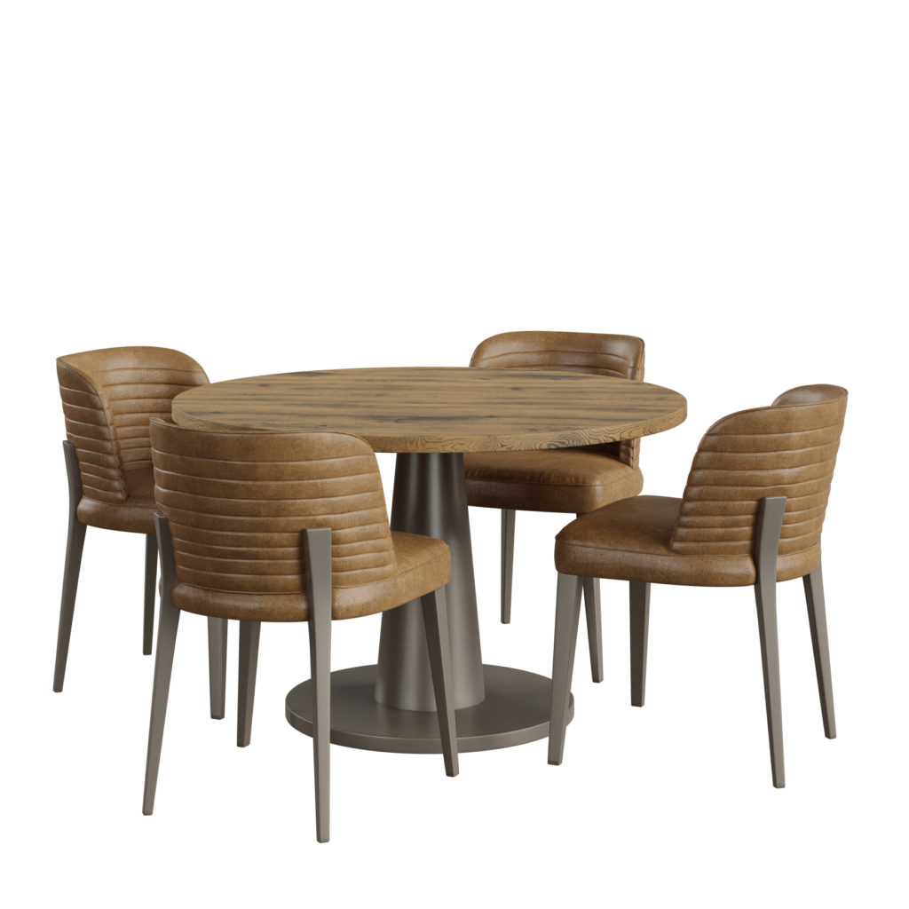 Industrial Leather Dining Table Set 02 • iMeshh - 3D Model for Blender 4.0+